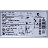 * AALLEN BRADLEY 20AD5P0A0AYNNNC0 /A POWERFLEX 70 3HP DRIVE