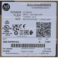 * SEALED 2025 ALLEN BRADLEY 25B-D6P0N104 POWERFLEX 525 3 HP AC DRIVE
