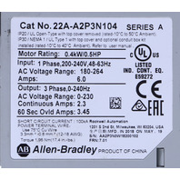 * ALLEN BRADLEY POWERFLEX 22A-A2P3N104 SERIES A VARIABLE FREQUENCY DRIVE