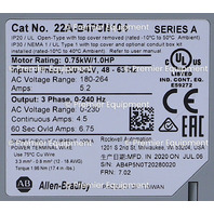 * ALLEN BRADLEY 22A-B4P5N104 SER A POWERFLEX 4 AC DRIVE