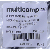 * MULTICOMP SPC5086 3/16 EMI SHIELD HEAT SHRINK TUBING KIT 1 X 12"