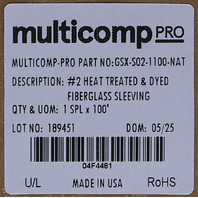 * MULTICOMP GSX-S02-1100-NAT FIBERGLASS SLEEVING #2 HEAT TREATED & DYED 