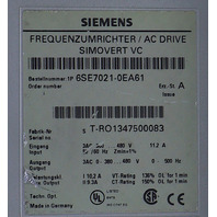 * SIEMENS 6SE7021-0EA61 AC DRIVE SIMOVERT VC
