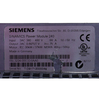 * SIEMENS 6SL3224-0BE33-0AA0 SINAMICS POWER MODULE 240 UNTESTED