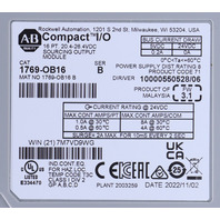 * ALLEN BRADLEY 1769-OB16 SER B COMPACT I/O SOURCING OUTPUT MODULE