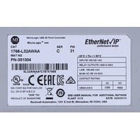 * ALLEN BRADLEY 1766-L32AWAA SER C MICROLOGIX 1400 32 POINT CONTROLLER MODULE