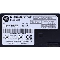 * ALLEN BRADLEY MICROLOGIX 1500 1764-24AWA SER A BASE UNIT MODULE *READ*