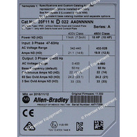 * ALLEN BRADLEY 20F11ND022AA0NNNNN SER A POWERFLEX 753 AC DRIVE