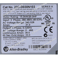 * ALLEN BRADLEY 22C-D030N103 SER A POWERFLEX 400 20HP AC DRIVE *READ*