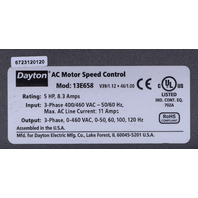 * DAYTON 13E658 5HP AC MOTOR SPEED CONTROL