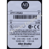 * SURPLUS ALLEN BRADLEY 2711-K9A3 /F PANELVIEW PLUS 900 KEYPAD OPERATOR INTERFACE