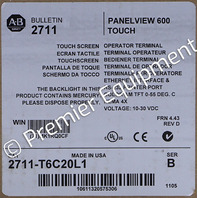 * ALLEN BRADLEY 2711-T6C20L1 SER B FRN 4.43 PANELVIEW 600 OPERATOR TERMINAL