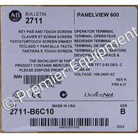 * ALLEN BRADLEY 2711-B6C10 SER B REV K FRN 4.21 PANELVIEW 600 OPERATOR TERMINAL 