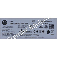 * SURPLUS ALLEN BRADLEY 193-ESM-IG-60A-E3T /A E300/E200 60 Amp SENSING MODULE