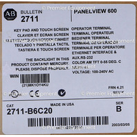 * ALLEN BRADLEY 2711-B6C20 SER B REV K FRN 4.21 PANELVIEW 600 OPERATOR PANEL 