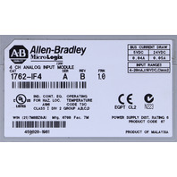 * ALLEN BRADLEY MICROLOGIX 1200 1762-IF4 SER A 4 CHANNEL ANALOG INPUT MODULE