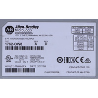 * ALLEN BRADLEY 1762-OW8 SER A MICROLOGIX 8 POINT AC/DC RELAY OUTPUT MODULE