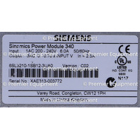 * SIEMENS 6SL3210-1SB12-3UA0 SINAMICS POWER MODULE 340 *READ*