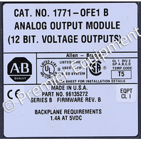 * SURPLUS ALLEN BRADLEY 1771-OFE1 SER B ANALOG OUTPUT MODULE