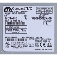 * ALLEN BRADLEY 1769-IF8 SERIES A 8 CHANNEL ANALOG INPUT MODULE