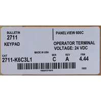 * ALLEN BRADLEY 2711K6C3L1 SER C PANELVIEW 600 TERMINAL OPERATOR INTERFACE
