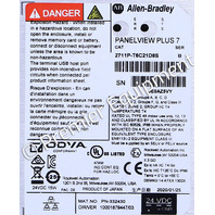 * ALLEN BRADLEY 2711P-T6C21D8S SER B PANELVIEW PLUS 7 OPERATOR INTERFACE PANEL