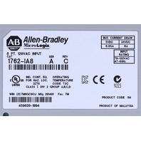 * ALLEN BRADLEY 1762-IA8 SERIES A MICROLOGIX 8 PT 120 VAC DIGITAL PLC INPUT MODULE