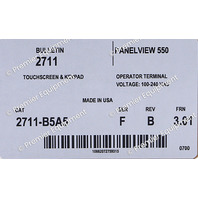 * ALLEN BRADLEY 2711-B5A5 SER F FRN 3.30 PANELVIEW 550 OPERATOR INTERFACE