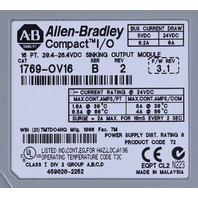 * ALLEN BRADLEY 1769-OV16 SERIES B 16 POINT SINKIN OUTPUT MODULE WITH 1769-ECR RIGHT END CAP TERMINATOR