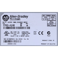 * ALLEN BRADLEY 1762-IQ16 SERIES B MICROLIGIX 16 POINT 24VDC SINK/SOURCE INPUT MODULE *READ*