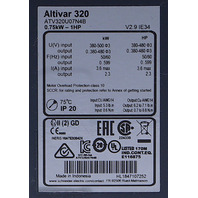 SCHNEIDER ELECTRIC ATV320U07N4B ALTIVAR 320 VARIABLE SPEED DRIVE 