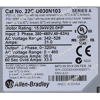 * ALLEN BRADLEY 22C-D030N103 /A POWERFLEX 400 20HP AC DRIVE *READ*
