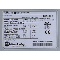 * ALLEN BRADLEY 20DD022A3NYNA1NNA SER A 22 AMP 15 HP AC DRIVE 
