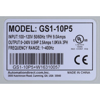AUTOMATION DIRECT GS1-10P5 GS1 0.5 HP 120V 1-PHASE AC DRIVE