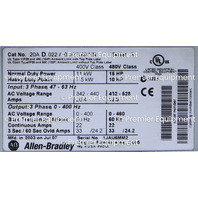 * ALLEN BRADLEY 20AD022A0AYNANNN /A 15HP AC DRIVE POWERFLEX 70