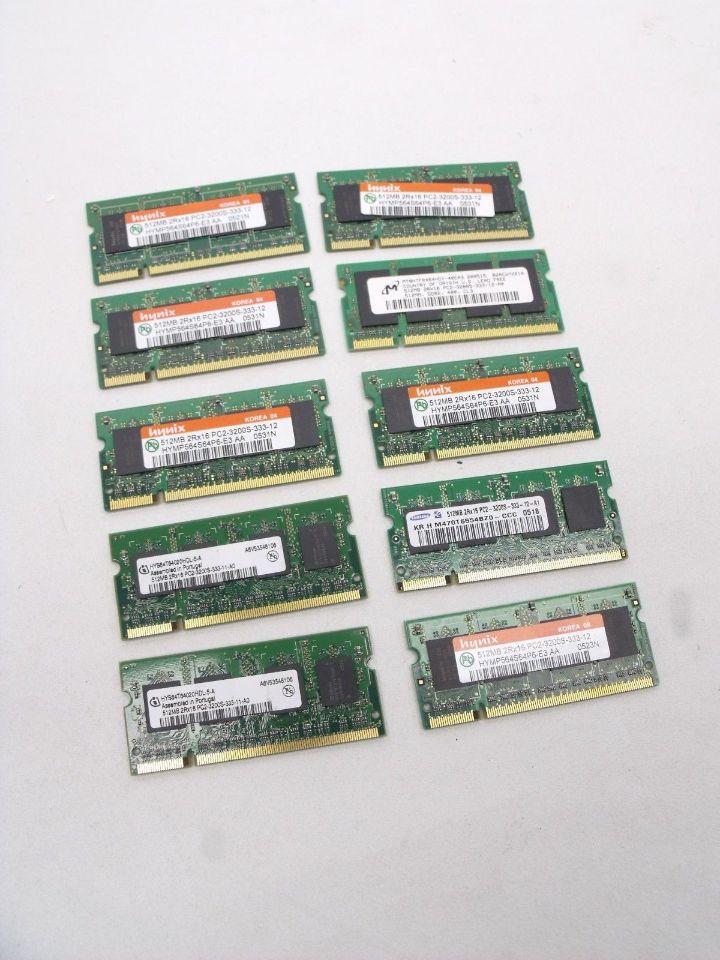 Lot of 10 512MB 2Rx16 PC2-3200 333Mhz DDR2 RAM Laptop Memory Sticks | eBay