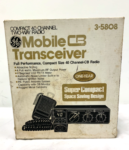 VINTAGE GE Mobile CB Radio Transceiver Model 3-5808 40 Channel Two-Way Radio