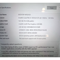 Microsoft Surface Pro 7 1866 Intel i5-1035G4 1.10Ghz 8GB RAM 256GB SSD