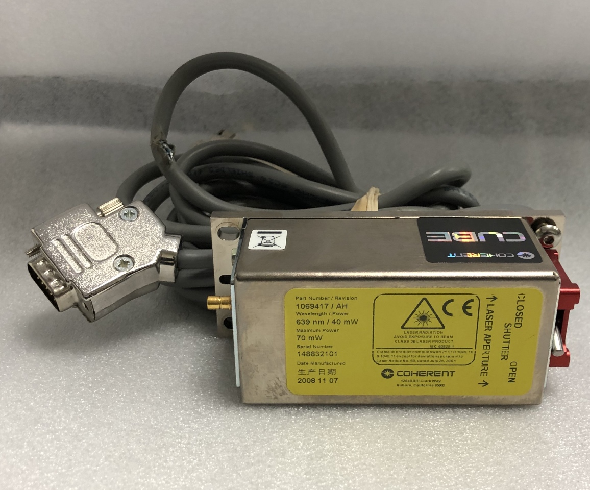 Coherent CUBE Laser Diode 1069417/AH 639nm / 40mW Circular Beam w/ DMG