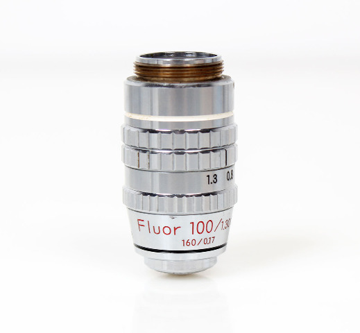 Nikon Fluor 100/1.30 Oil Ph4 DL 160/0.17 Phase Contrast Microscope Objective RMS
