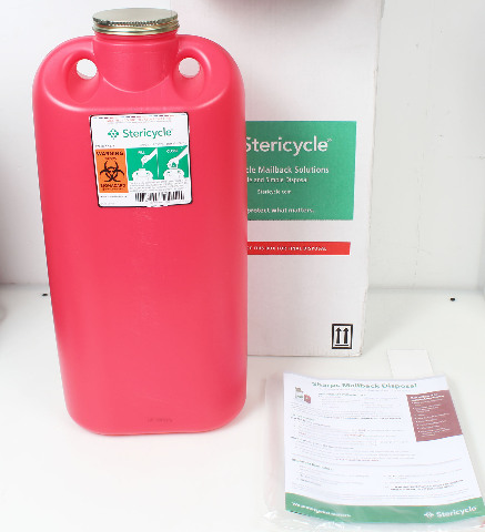 Stericycle 3-Gallon Sharps Mailback System Screw-Top Medical Waste Container