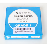 Supertek Grade 1 Qualitative Filter Paper, 110 mm Diameter - New 100 Pk