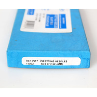 -Lot of 12- New Popper Luer Hub SS Pipetting Needles, 18G x 6" Blunt End - 7937