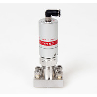 Fujikin 053801 Pneumatic Diaphragm Valve O.P 0.39~0.59MPa, N.C 316L-P -Warranty-