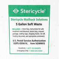 Stericycle Mailback Solutions 5-Gallon Soft Waste, 5GWMV5 - NEW IN MAILING BOX