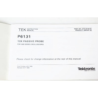 Tektronix Instruction Manual for P6131 10X Passive Probe