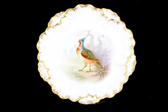 Limoges Game Plate Hand Painted Bird Cabinet Plate-French Artist Limoges France Artist Signed Bird Plate