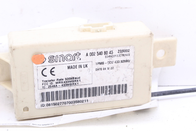 2008-2016 Smart ForTwo TPMS Tire Pressure Suspension Control Module A0025408045 OEM