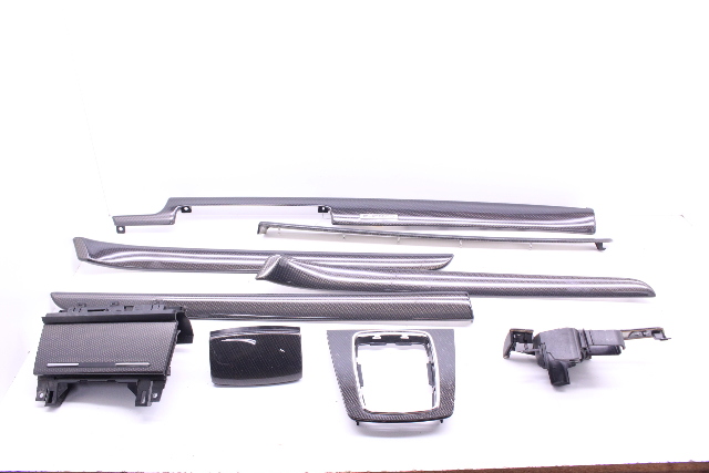 2005-2008 Audi A4 S4 Carbon Fiber Dash Trim Door Panel Shifter Ash Tray Set OEM