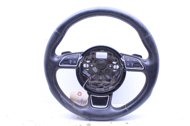 2012 Audi A7 STEERING WHEEL 3 Spoke Paddle Shift Leather Damaged OEM